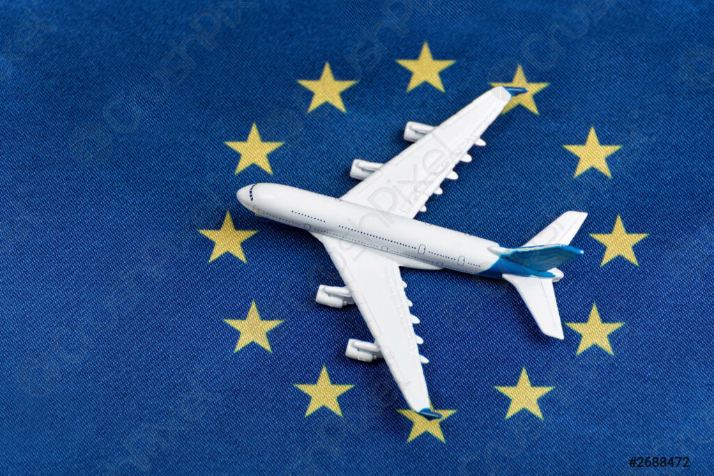 UE, viajes, avión, disminución